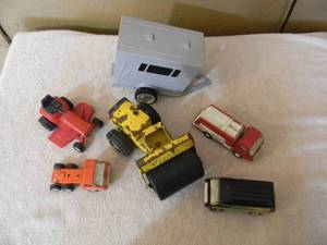 lot 55 image: VINTAGE COLLECTION OF VARIOUS TOY TRUCKS - COOL OLD SCHOOL PIECES - SEE PICTURES