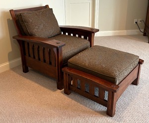 Mission Style Chair with Ottoman