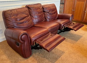 Leather Reclining Sofa  Couch
