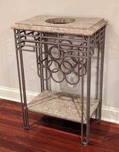 Metal Wine Stand with Marble Top