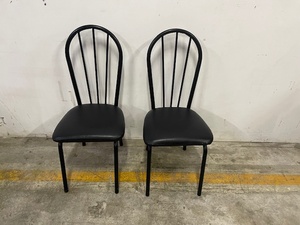 lot 15 image: Pair of Metal Steel Dining Chairs Black