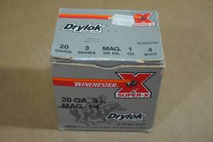 lot 202 image: 25 Winchester Super-X 20 Gauge 3 Magnum 4 Shot Shotshells