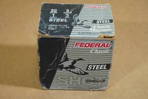 lot 203 image: 25 Federal Classic 20 Gauge 3 Magnum Steel 3 Shot Shotshells