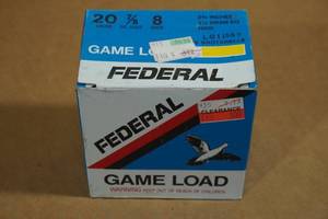 lot 208 image: 25 Federal Game Load 20 Gauge 2-34 8 Shot Shotshells