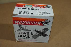 lot 221 image: 25 Winchester Dove & Quail 12 Gauge 2-34 8 Shot Shotshells