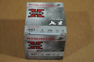 lot 229 image: 25 Winchester Super-X .410 Bore 3 4 Shot High Brass Shotshells