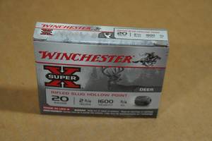 lot 232 image: 5 Winchester Super-X 20 Gauge 2-34 HP Rifled Slugs