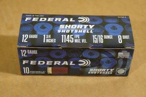 lot 237 image: 10 Federal Shorty 12 Gauge 1-34 8 Shot Shotshells