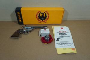 lot 1 image: 1980 Ruger New Model Single Six .22 LRMag Stainless Steel Revolver - 5.5 Barrel