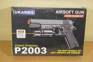 lot 33 image: UKArms P2003 Spring Powered Airsoft Pistol with Laser