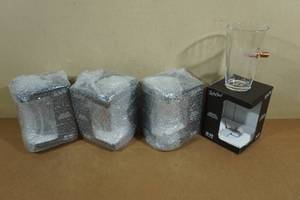 lot 155 image: 4 Lucky Shot Pint Glasses with Embedded Bullets - America Since 1776