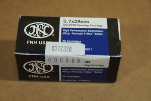 lot 164 image: 50 FNH 5.7 x 28mm 40 Gr Hornady V-Max Ammo