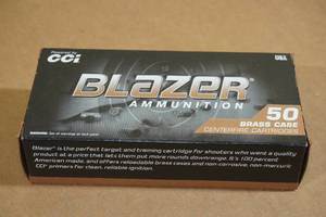 lot 167 image: 50 CCI Blazer Brass 9mm Luger 124 Gr FMJ Ammo