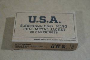 lot 176 image: 20 USA 5.56 x 45mm 55 Gr FMJ Ammo