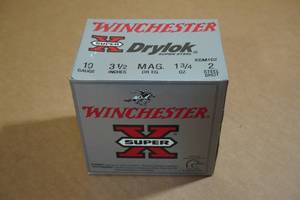 lot 184 image: 25 Winchester Super-X 10 Gauge 3-12 Magnum Steel 2 Shot Shotshells