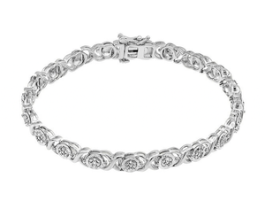NEW Sterling Silver 14 ct tw Diamond X-Link Tennis Bracelet