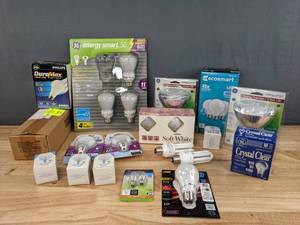 lot 63 image: A Variety of Lightbulbs LED, Round, Energy Smart and More  M