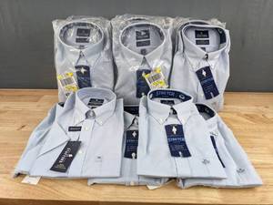 lot 40 image: Resellerss Lot - Collection of (14) NEW Mens Stafford Travel Wrinkle-Free Oxford Dress Shirts Regular Fit Size 16 (32-33) in Blue M