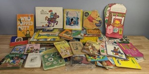 lot 103 image: Assortment of Vintage Children Books A Chubby Playskool Playbook, Walt Disneys Mother Goose, Curious George, The Winnie the Pooh Book, and Much More M