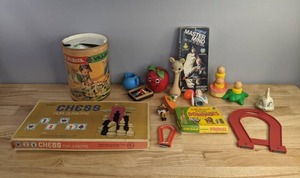 lot 92 image: Collection of Vintage Toys and Games Chess, Playschool, Dominos, Mastermind, and More M