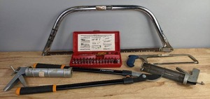 lot 72 image: Wonderful Assortment of Tools Vintage Sears Craftsman Bowsaw, Work Shops Screwdriver and Socket Set, & More M