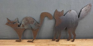 lot 76A image: Two (2) Cat Metal Cutout Art  A