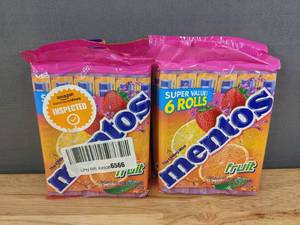 lot 101 image: Four (4) Packages of Mentos Chewy Fruit Mints Best By 102024 Q
