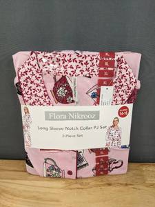 lot 79 image: Flora Nikrooz Long Sleeve Notch Collar 2-Piece PJ Set - Size XL (14-16) X