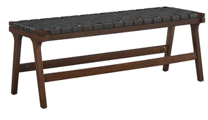 lot 14 image: Ball & Cast Faux Leather Woven Dining Bench, 48 in Dark Grey
