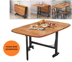 lot 103 image: Rukulin Multifunction Table Drop Leaf Dining Table - 47 - Brown
