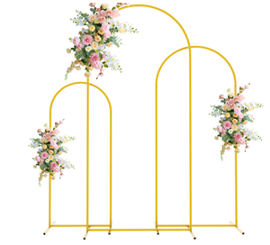 lot 104 image: SET OF 3 - Wokceer Wedding Arch Backdrop Stand - 6FT, 5FT, 4FT - Gold