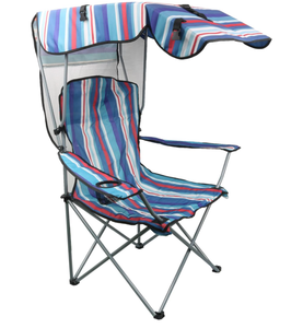 lot 229 image: MKSY Beach Chair with Canopy Shade, Portable Camping Chair with Canopy Support to 330 LBS