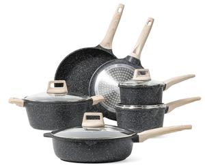 lot 303 image: SET OF 10 - CAROTE Pots and Pans Set - Nonstick Granite