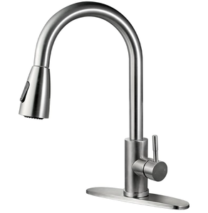 lot 308 image: ANQI Commercial Stainless Steel Single Handle with Pull Down Sprayer,Nickel Brushed