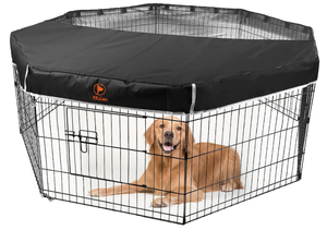 lot 218 image: PJYuCien 8-Panel Octagonal Metal Dog Playpen with Mesh Top Cover