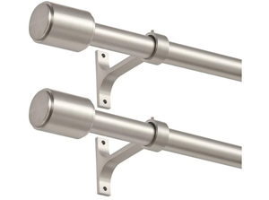 lot 327 image: 2 Pack Brushed Nickel Curtain Rods 72 to 144 Inch