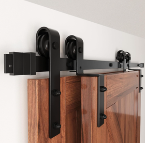 lot 347 image: WINSOON 7.5FT Single Track Bypass Barn Door Hardware Double Doors Kit