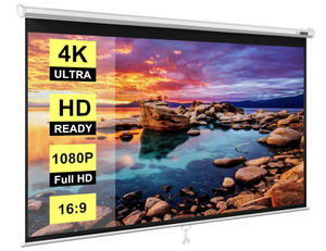 lot 350 image: VIVOHOME 100 Inch Manual Pull Down Projector Screen, 169 HD Retractable Widescreen