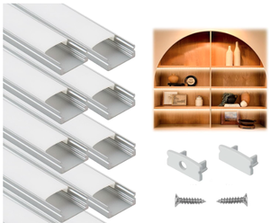 lot 359 image: Muzata 8Pack 6.6FT2M U Shape LED Aluminum Channel System with Milky White Cover
