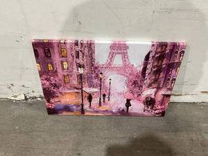 lot 261 image: Pink Paris Canvas Wall Art, Oil Painting