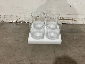 lot 266 image: 8 inch tall by 6 inch wide glass vases