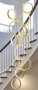 lot 31 image: Gold Led Chandelier,12 Rings Modern Chandelier