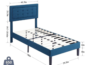 lot 370 image: VECELO Twin Size Upholstered Bed Frame