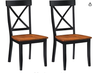lot 374 image: Home Styles Classic Black and Oak Pair of Dining Chairs