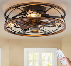 lot 290 image: Caged Ceiling Fans With Lights