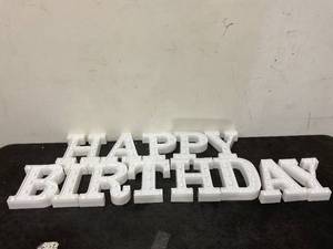 lot 142 image: Brightdeco 155 Bulbs Happy Birthday LED Marquee Light Up Letters