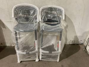 lot 77 image: LOT OF 2 Amazonbasics Modern Bar Height Plastic Chairs