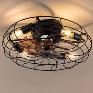 lot 92 image: MADSHINE 1pc Caged Ceiling Fan With Light