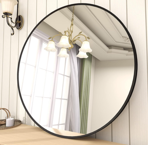lot 182 image: BEAUTYPEAK Black Metal Frame Circle Mirror