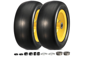 lot 418 image: SET OF 2 MaxAuto 11x4.00-5 Flat Free Zero Turn Mowers Tire on Wheel, 34 or 12 Bushings, 3.4-4-4.5-5 Centered Hub